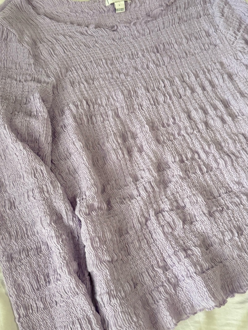 Anthropologie Maeve Lavender Smocked Long Sleeve Top - Picture 3 of 3